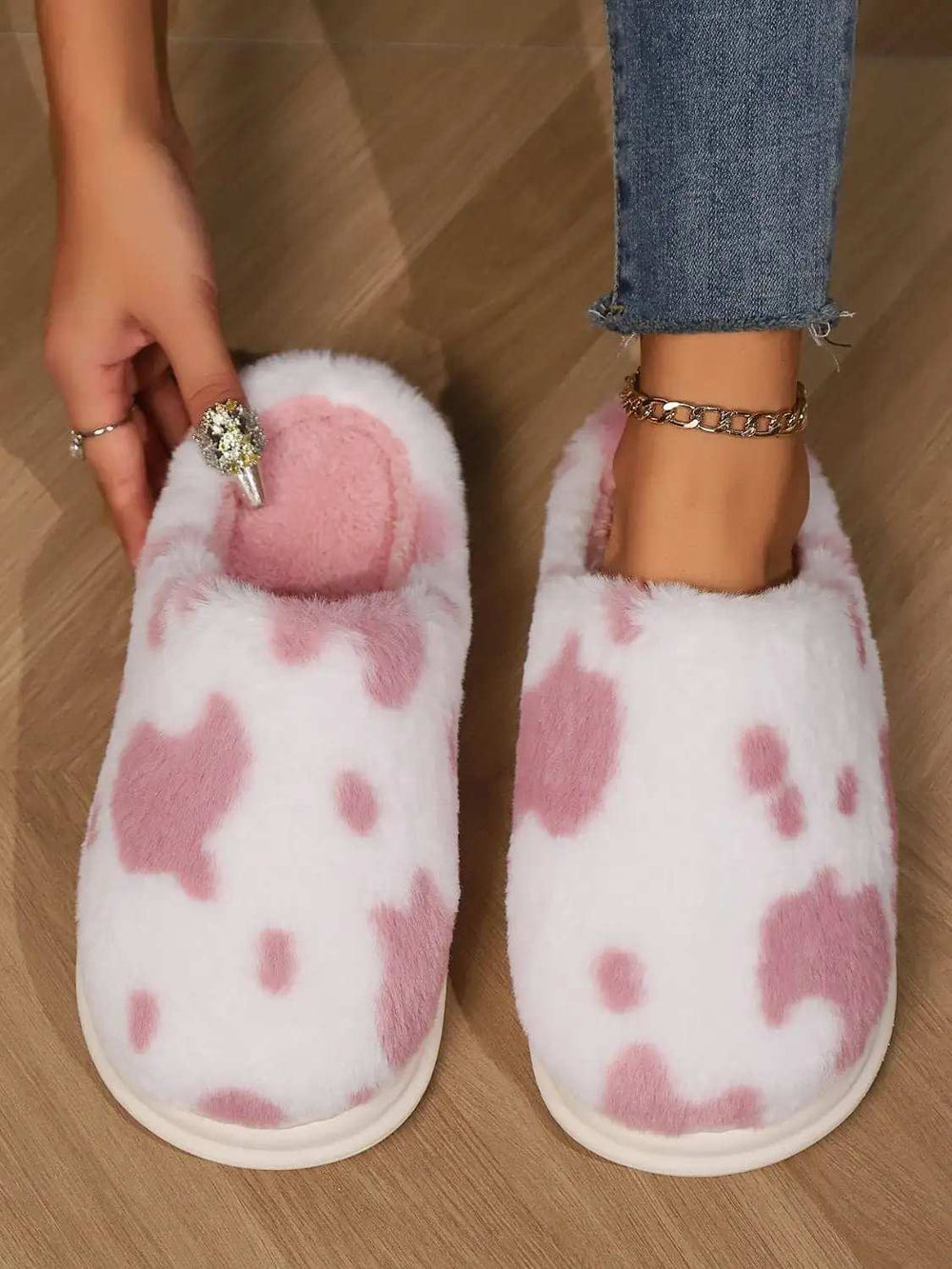 Animal Print Faux Fur Slippers - Trendsi - Flyclothing LLC