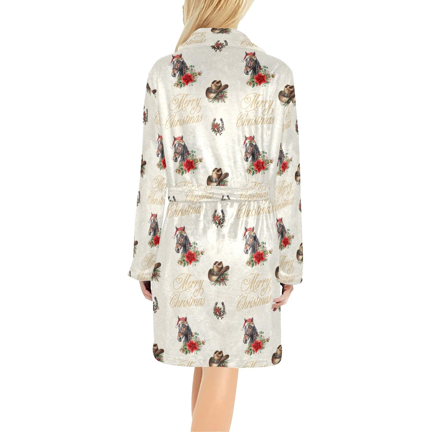 Baha Ranch Christmas Horses Western Fleece Bathrobe
