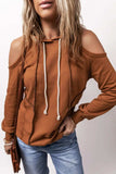 Cold Shoulder Long Sleeve Hoodie - Trendsi - Flyclothing LLC