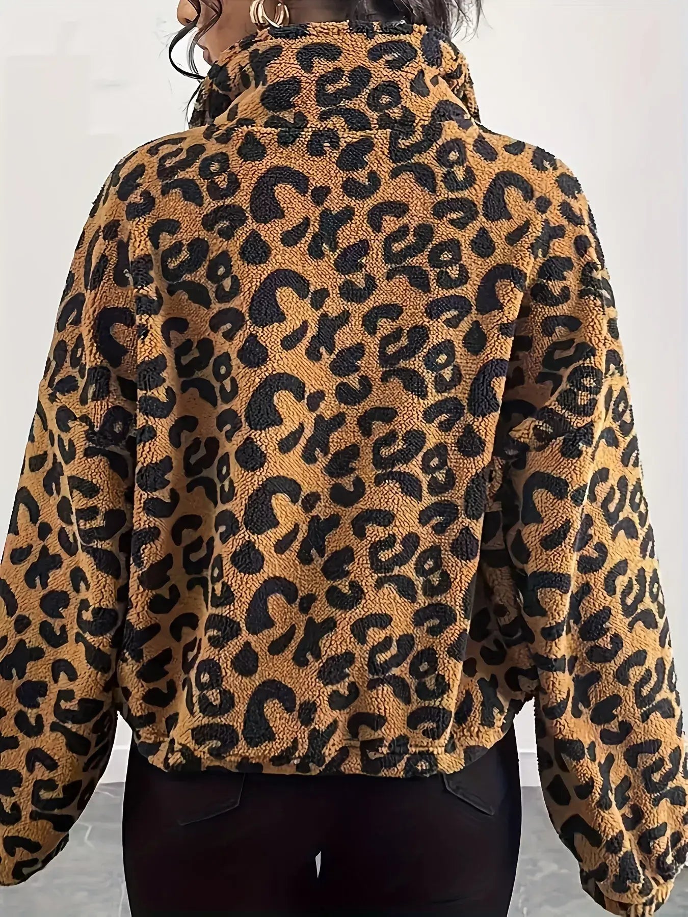 Leopard Fleece Zip-Up Jacket - Trendsi - Flyclothing LLC