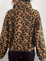 Leopard Fleece Zip-Up Jacket - Trendsi - Flyclothing LLC