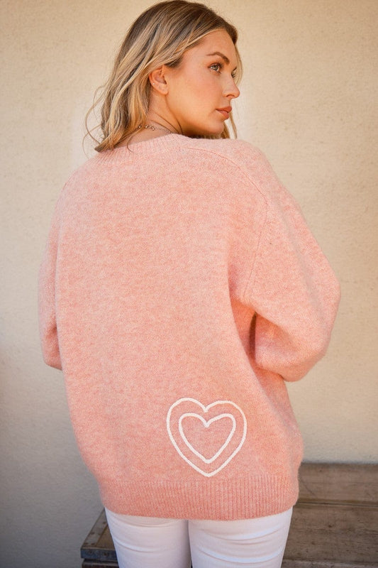 And The Why WIFEY & Heart Round Neck Sweater - Trendsi