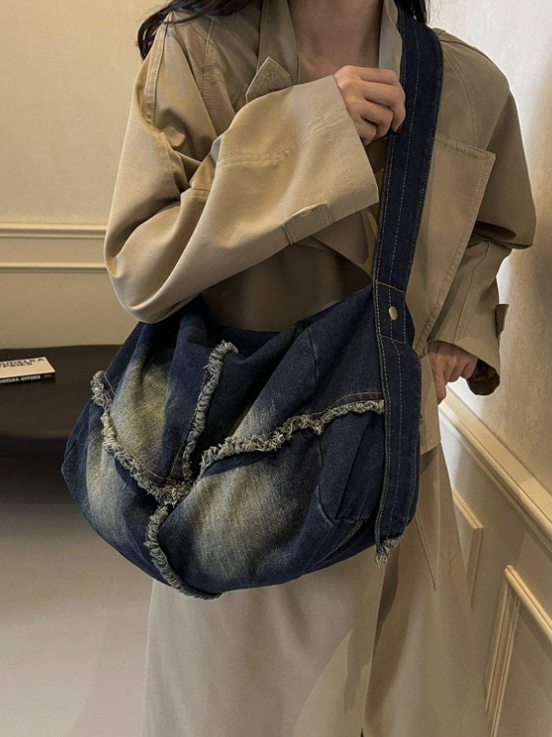 Raw Hem Gradient Crossbody Bag - Trendsi - Flyclothing LLC