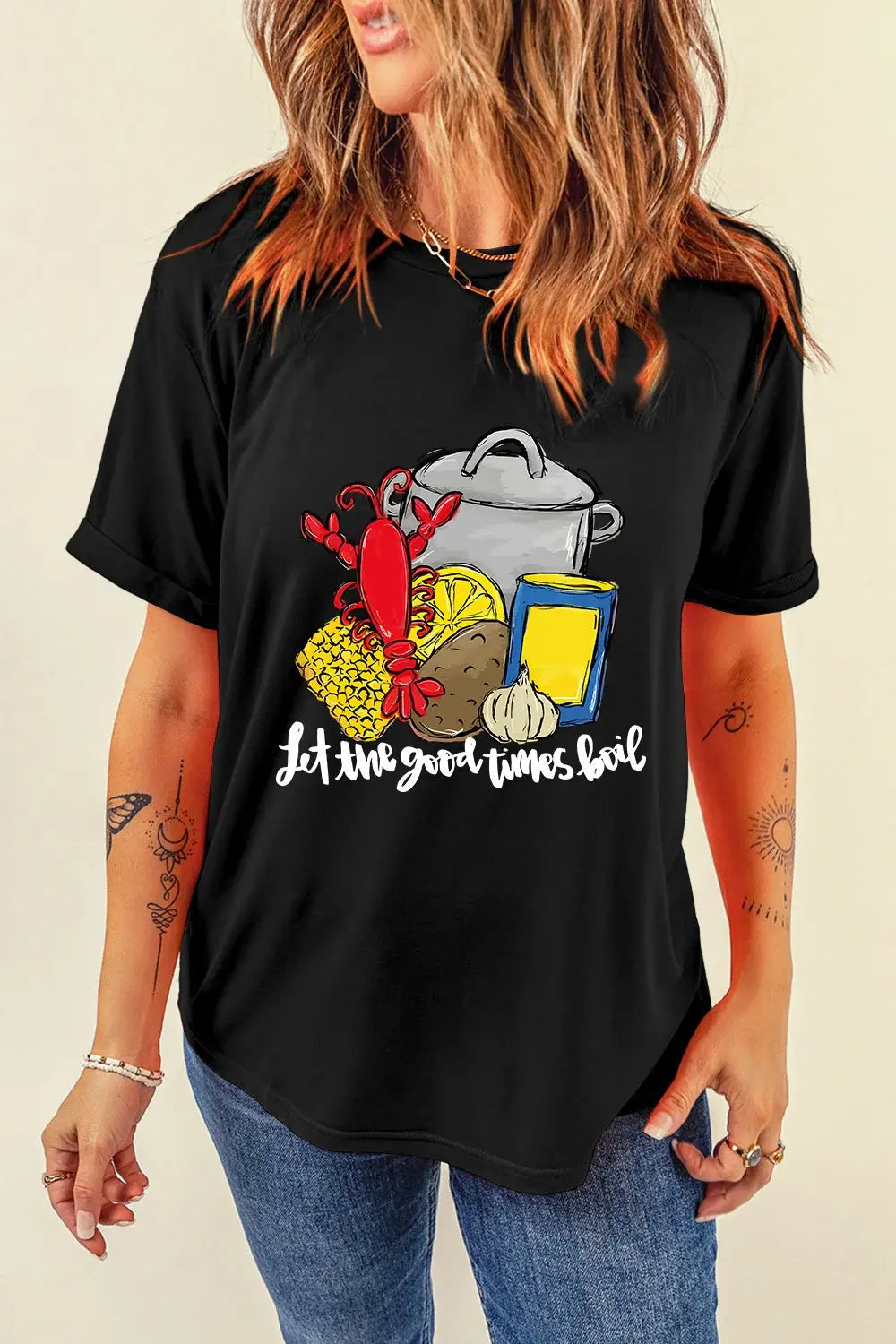 Graphic Round Neck Short Sleeve T-Shirt - Trendsi - Flyclothing LLC