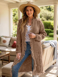 Fringe Open Front Long Sleeve Cardigan - Trendsi - Flyclothing LLC