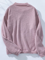 Pocketed Notched Long Sleeve Knit Top - Trendsi - Flyclothing LLC