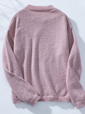 Pocketed Notched Long Sleeve Knit Top - Trendsi