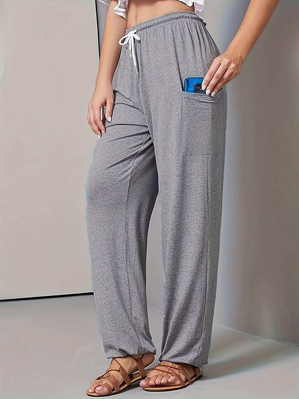 Drawstring Wide Leg Pants with Pockets - Trendsi - Flyclothing LLC