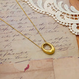 18K Gold-Plated Oval Pendant Necklace - Trendsi - Flyclothing LLC