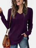 V-Neck Long Sleeve T-Shirt - Trendsi - Flyclothing LLC
