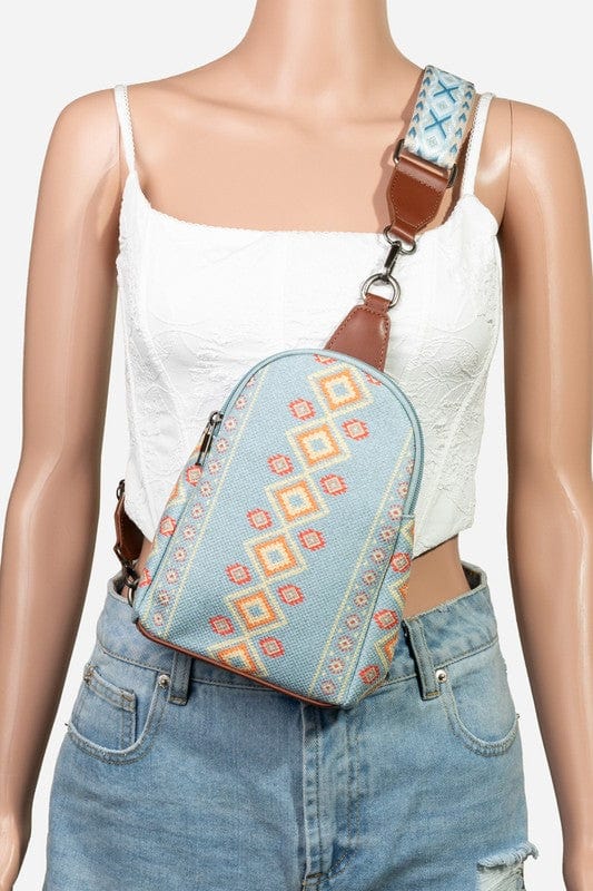 Fame Geometric Wide Strap Crossbody Bag - Trendsi