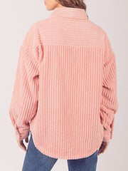 Button Up Long Sleeve Corduroy Jacket - Trendsi