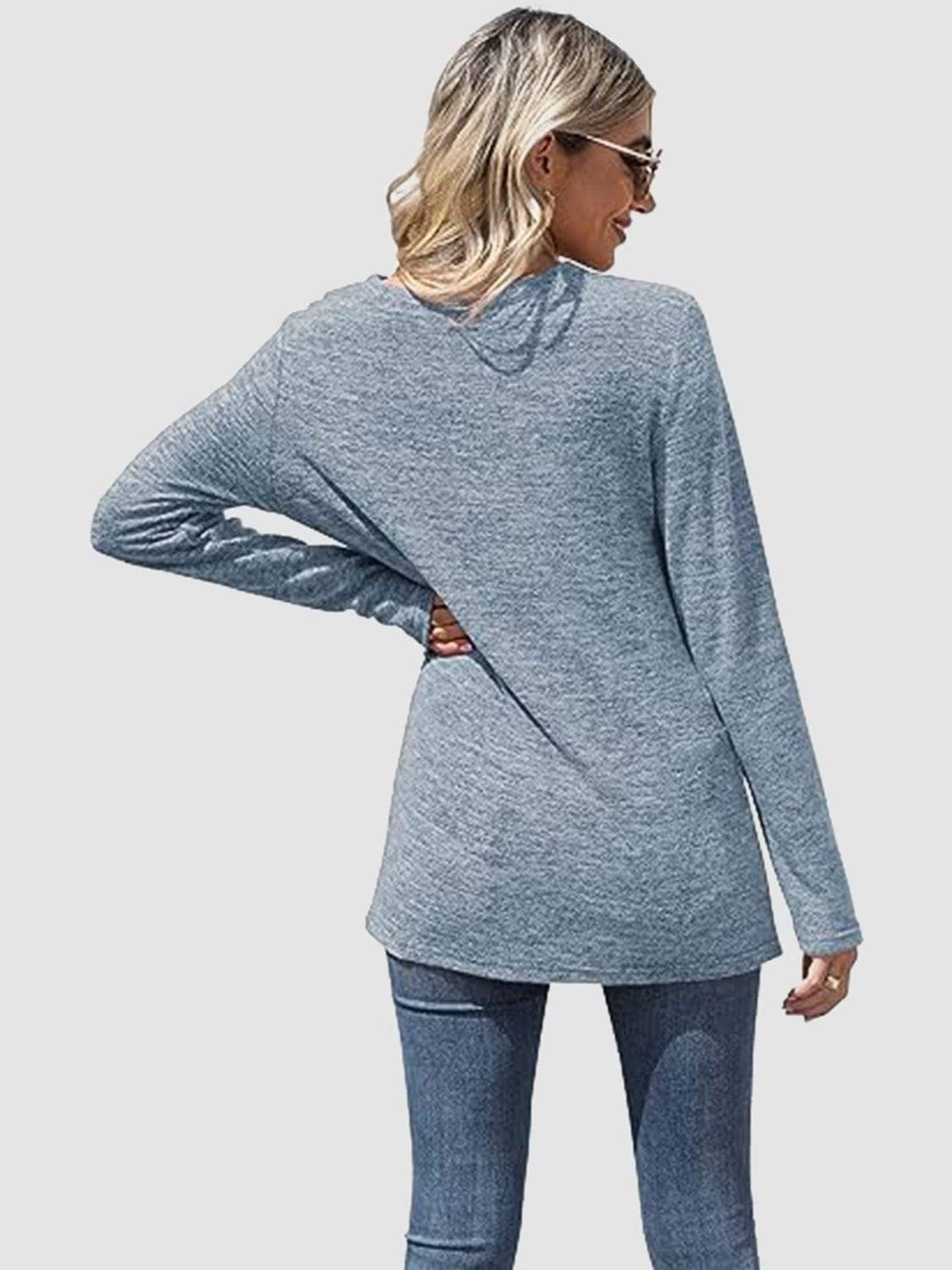 Lace Detail V-Neck Long Sleeve T-Shirt - Trendsi - Flyclothing LLC