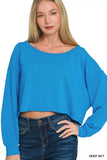 Zenana French Terry Boatneck Crop Top - Trendsi - Flyclothing LLC