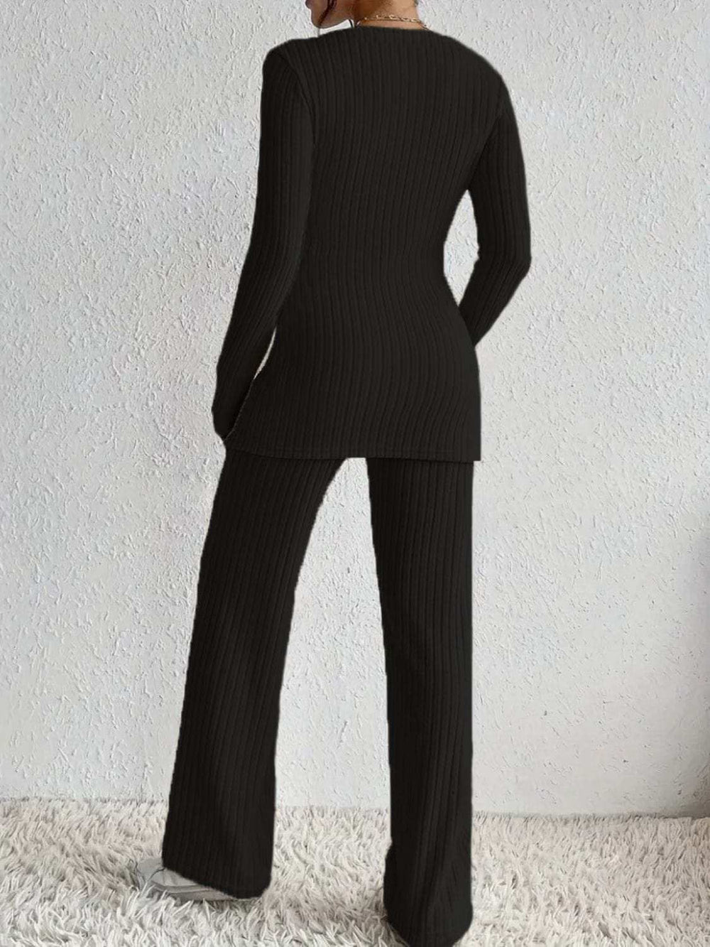 Surplice Long Sleeve Top and Pants Set - Trendsi - Flyclothing LLC