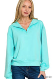 Zenana Scuba Half Zip Pullover Sweatshirt - Trendsi - Flyclothing LLC