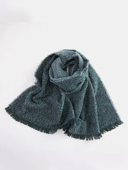 Raw Hem Heathered Polyester Scarf - Trendsi