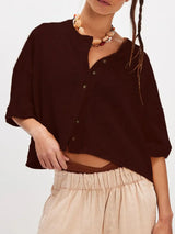 Button Down Half Sleeve Shirt - Trendsi - Flyclothing LLC