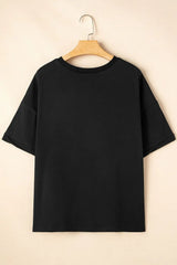 Sequin Strawberry High Low Half Sleeve Relaxed Fit T-Shirt - Trendsi - Flyclothing LLC