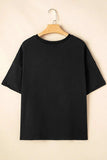 Sequin Strawberry High Low Half Sleeve Relaxed Fit T-Shirt - Trendsi - Flyclothing LLC