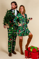 The Christmas Tree Camo | Christmas Tree Print Wrap Dress - Shinesty