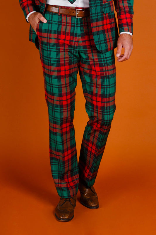 The Lincoln Log Love Daddy | Red And Green Plaid Christmas Suit Pants - Shinesty