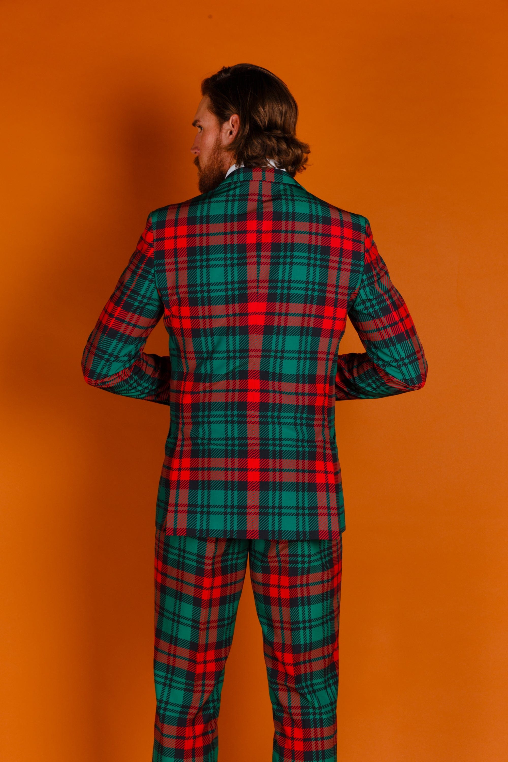 The Lincoln Log Love Daddy | Red And Green Plaid Ugly Christmas Suit - Shinesty
