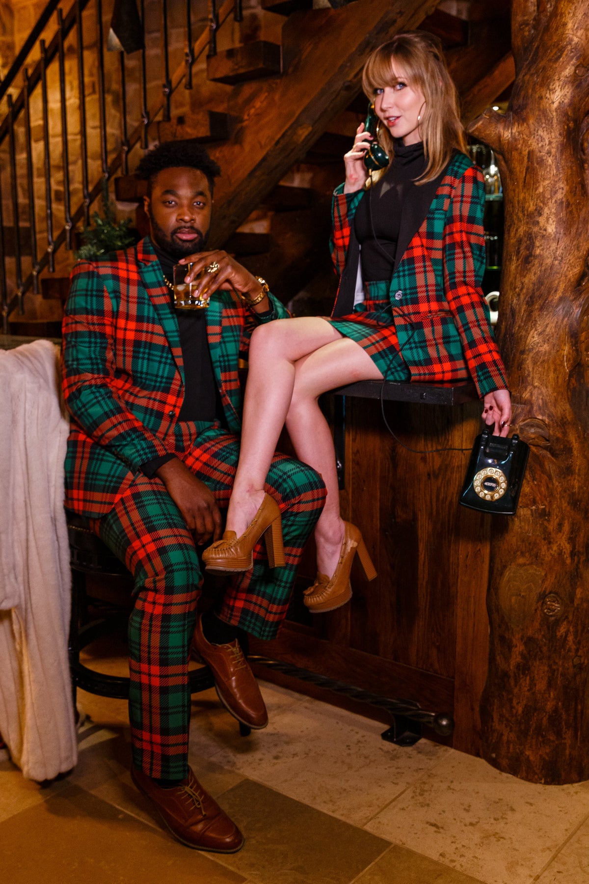 The Lincoln Log Love Daddy/Lady | Women's Green Plaid Christmas Suit - Shinesty - Flyclothing LLC