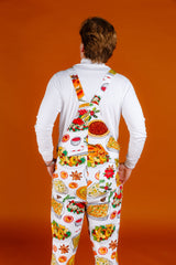 The Spread | Mens White Thanksgiving Pajamaralls® - Shinesty