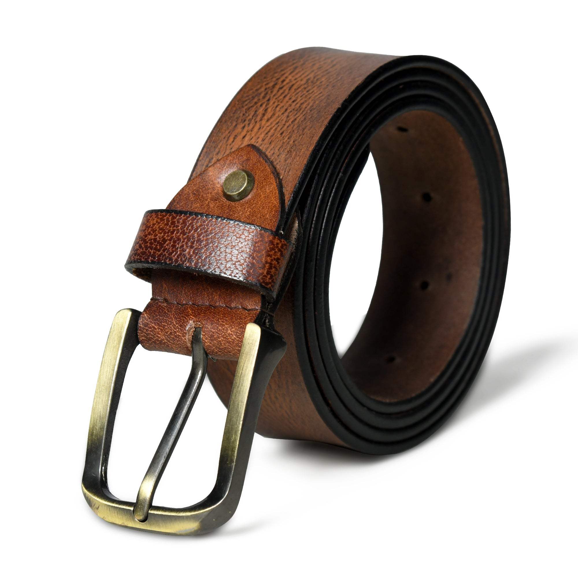 Eden Tan Men's Leather Belt - Classy Leather Bags - Flyclothing LLC