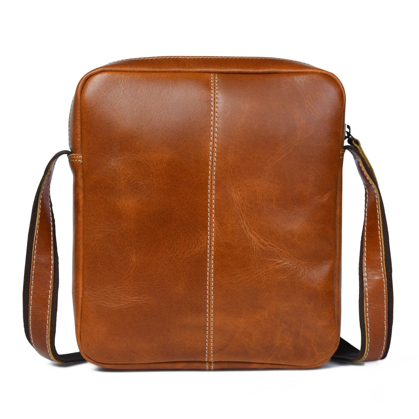 The Compact Messenger- Tan - Classy Leather Bags - Flyclothing LLC