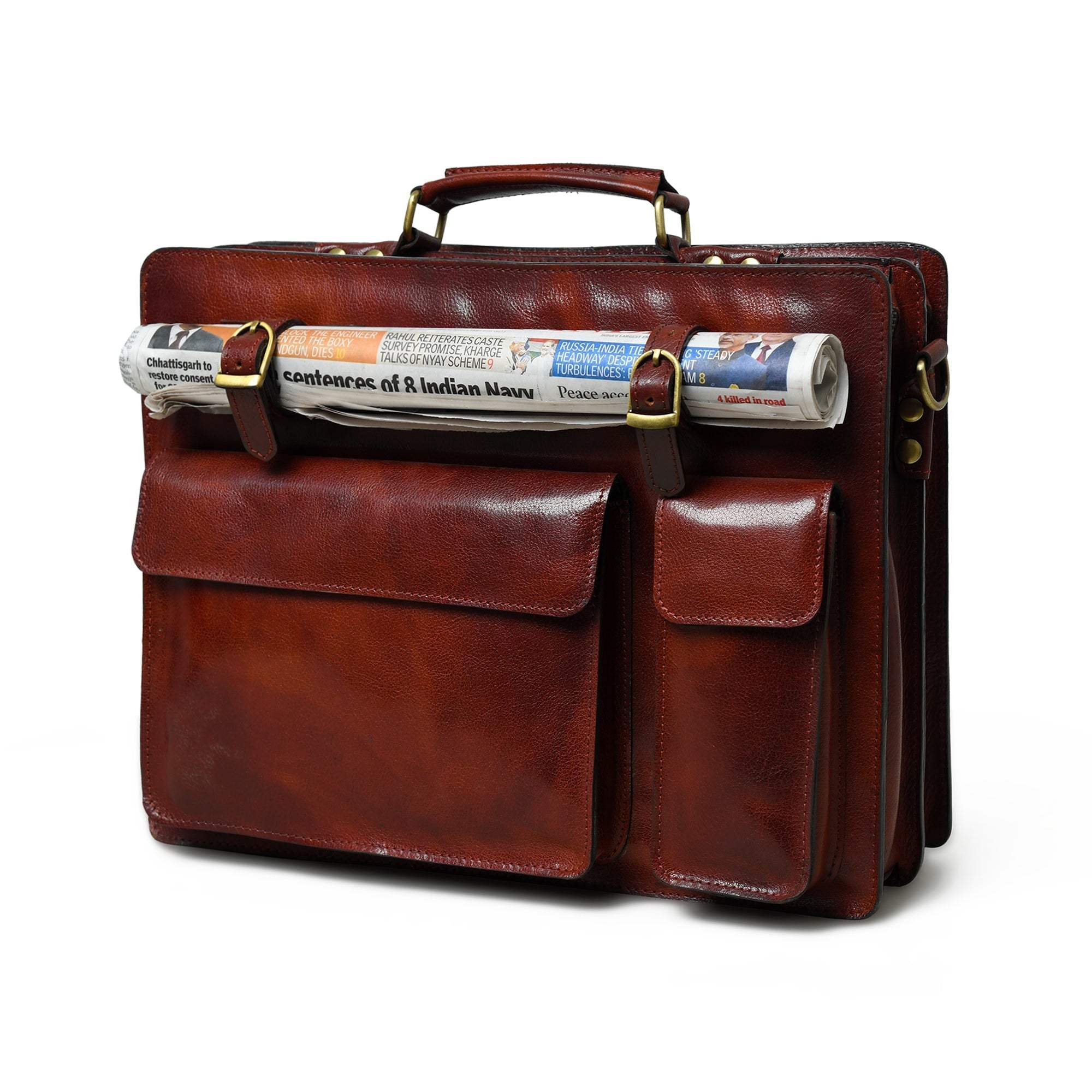 Tuscany Italian Leather Briefcase, Tan - Classy Leather Bags - Flyclothing LLC