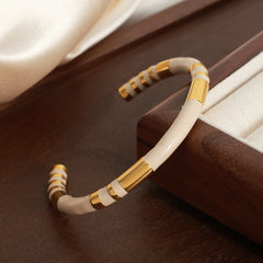 Enamel Titanium Steel Cuff Bracelet - Trendsi