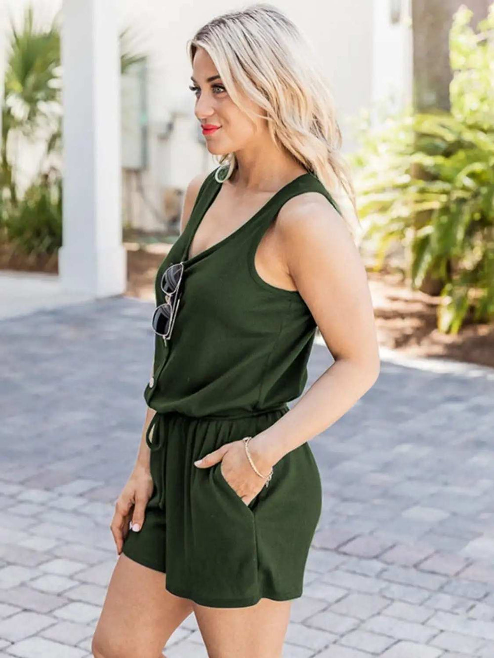 Scoop Neck Wide Strap Romper with Pockets - Trendsi - Flyclothing LLC