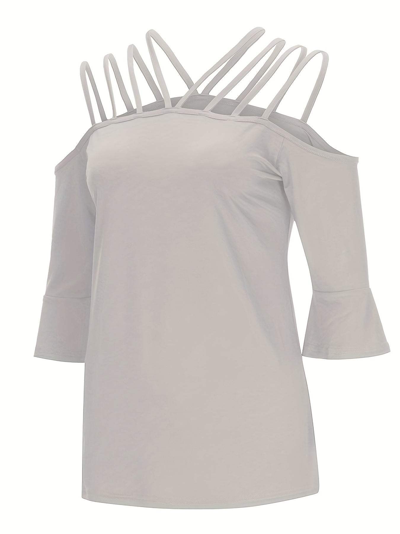 Full Size Cold Shoulder Three-Quarter Sleeve Blouse - Trendsi - Flyclothing LLC
