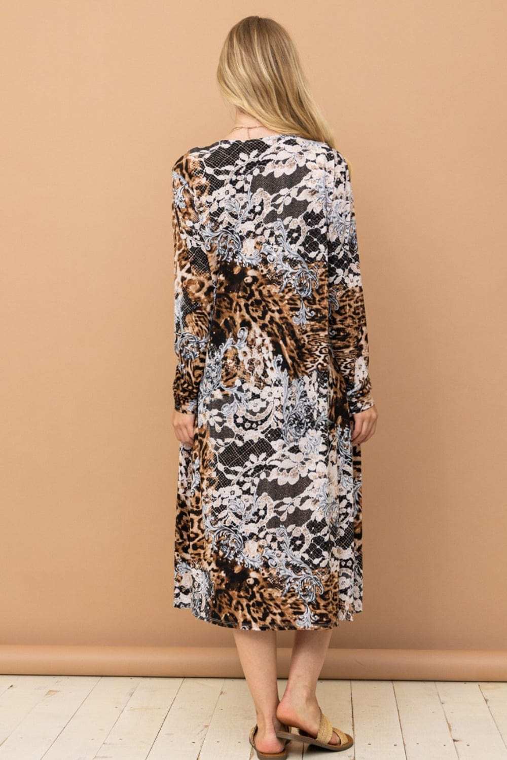 And The Why Leopard Kimono Open Front Longline Cardigan - Trendsi - Flyclothing LLC