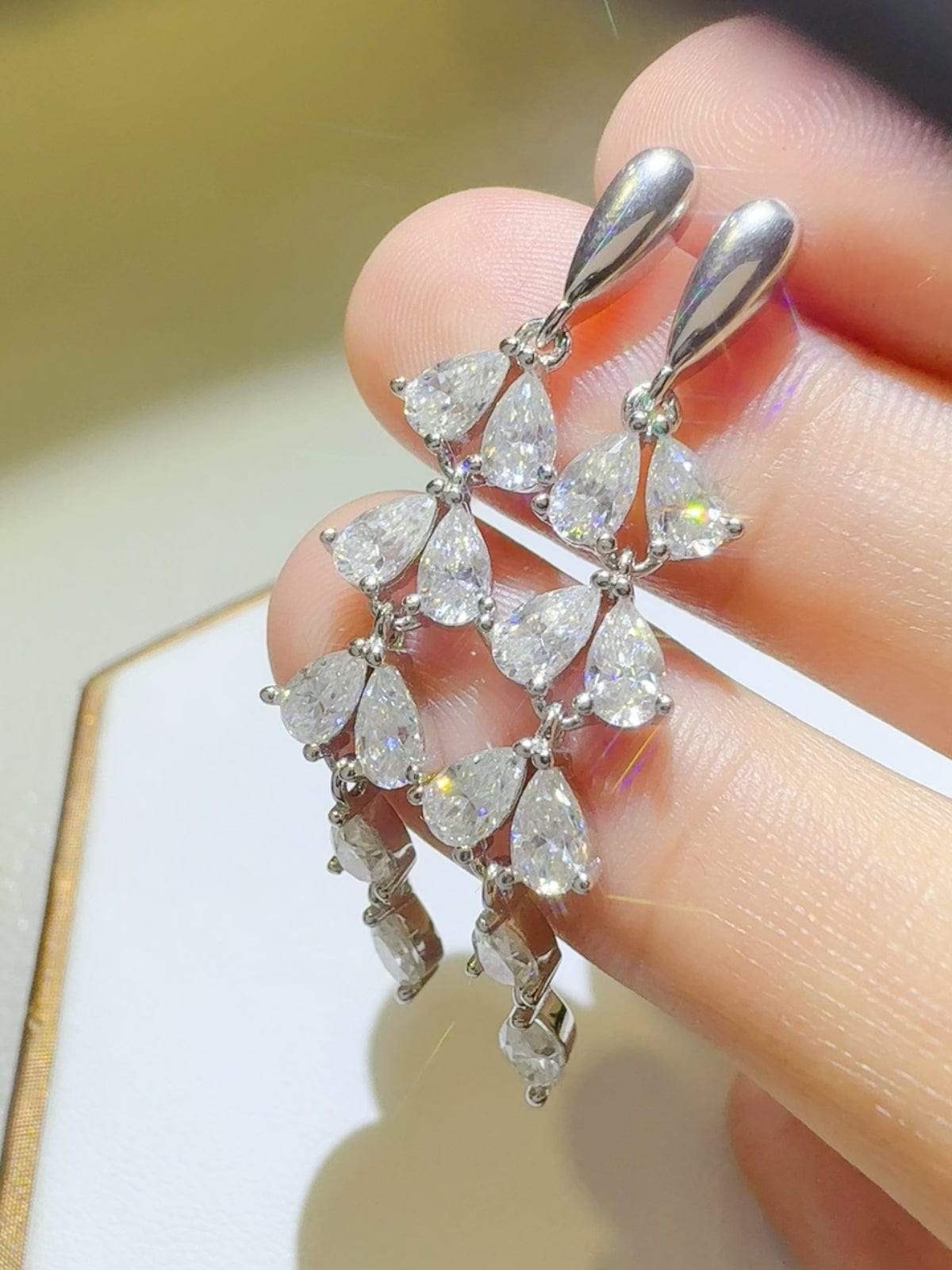 6 Carat Moissanite 925 Sterling Silver Bar Earrings - Trendsi - Flyclothing LLC