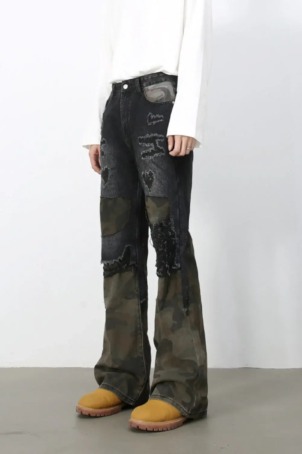 Men's Frayed Hem Camouflage Jeans - Trendsi - Flyclothing LLC