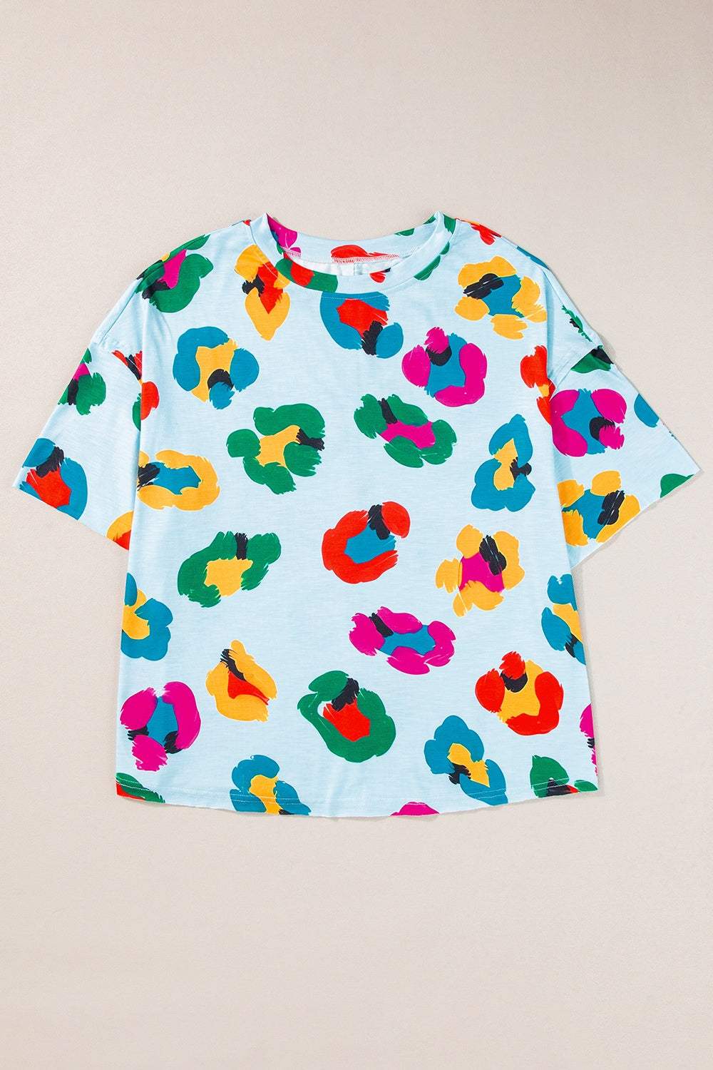 Printed Round Neck Half Sleeve Top - Trendsi - Flyclothing LLC