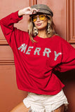 BiBi Merry Glitter Christmas Drop Shoulder Top - Trendsi - Flyclothing LLC