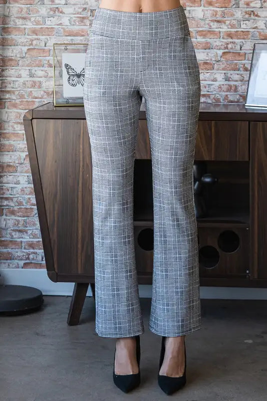 Heimish Full Size Plaid Flare Pants with Wide Waist Band Plus Size - Trendsi - Flyclothing LLC