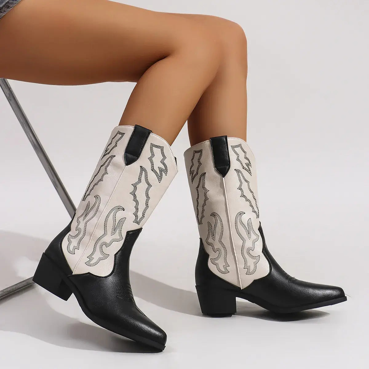 Point Toe Block Heels Boots - Trendsi - Flyclothing LLC