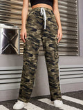 Tied Camouflage Pants with Cargo Pockets - Trendsi - Flyclothing LLC