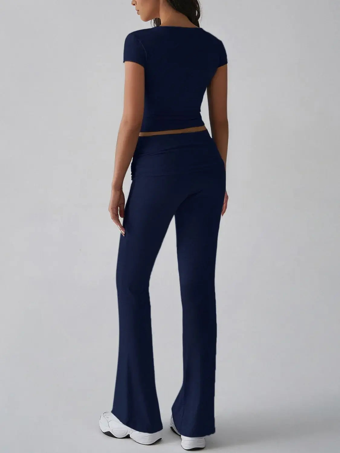 Devine V-Neck Top and Bootcut Leggings Set - Trendsi - Flyclothing LLC