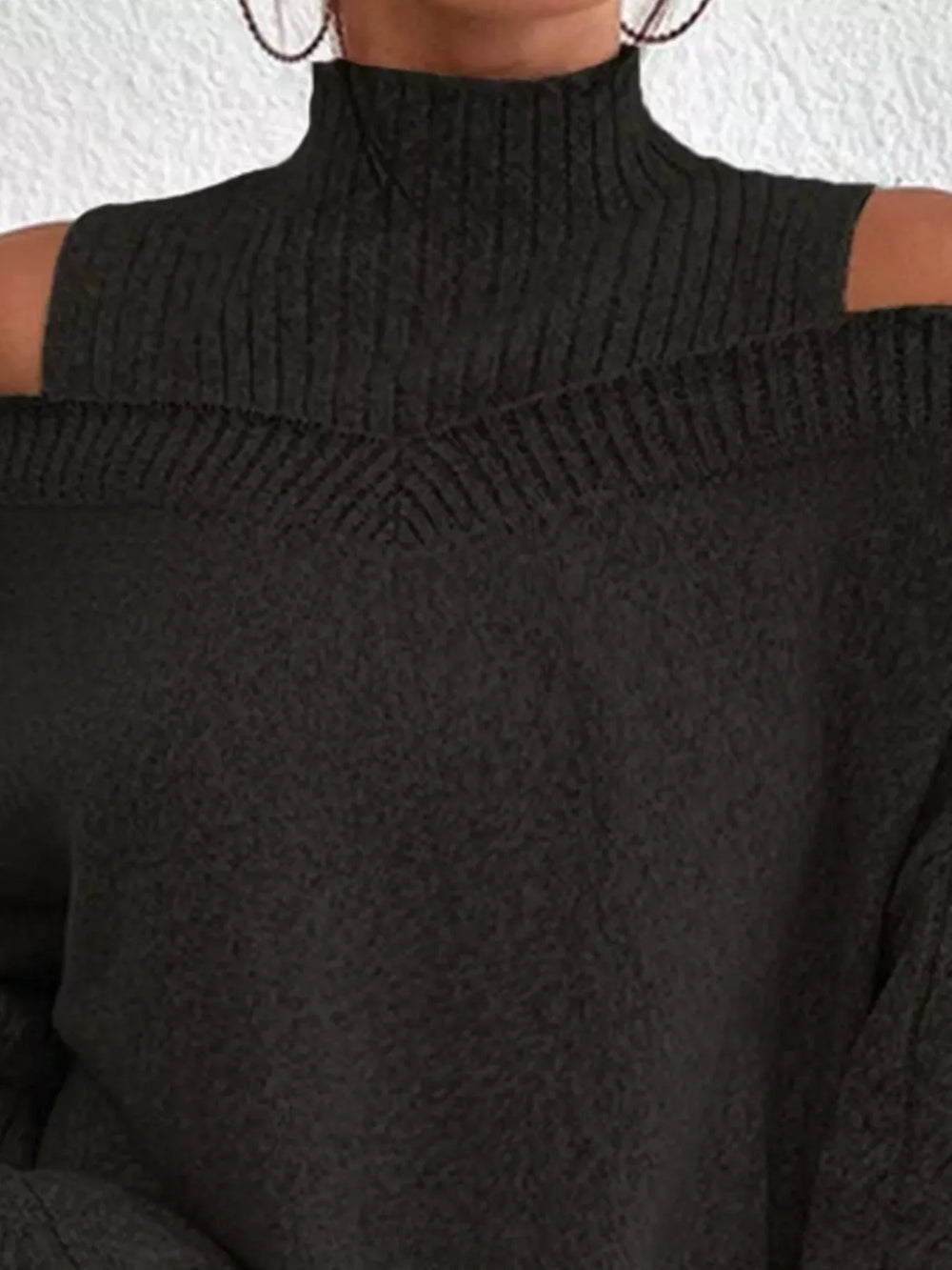 Cold Shoulder Turtleneck Sweater - Trendsi - Flyclothing LLC