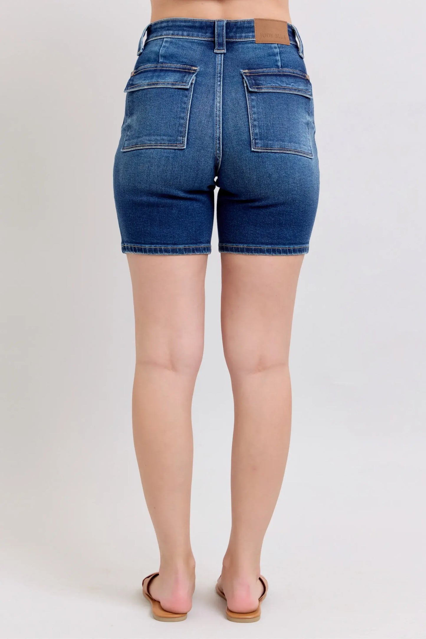 Judy Blue Full Size High Waist Bermudas Jeans W/ Back Flap Pockets Plus Size - Trendsi - Flyclothing LLC