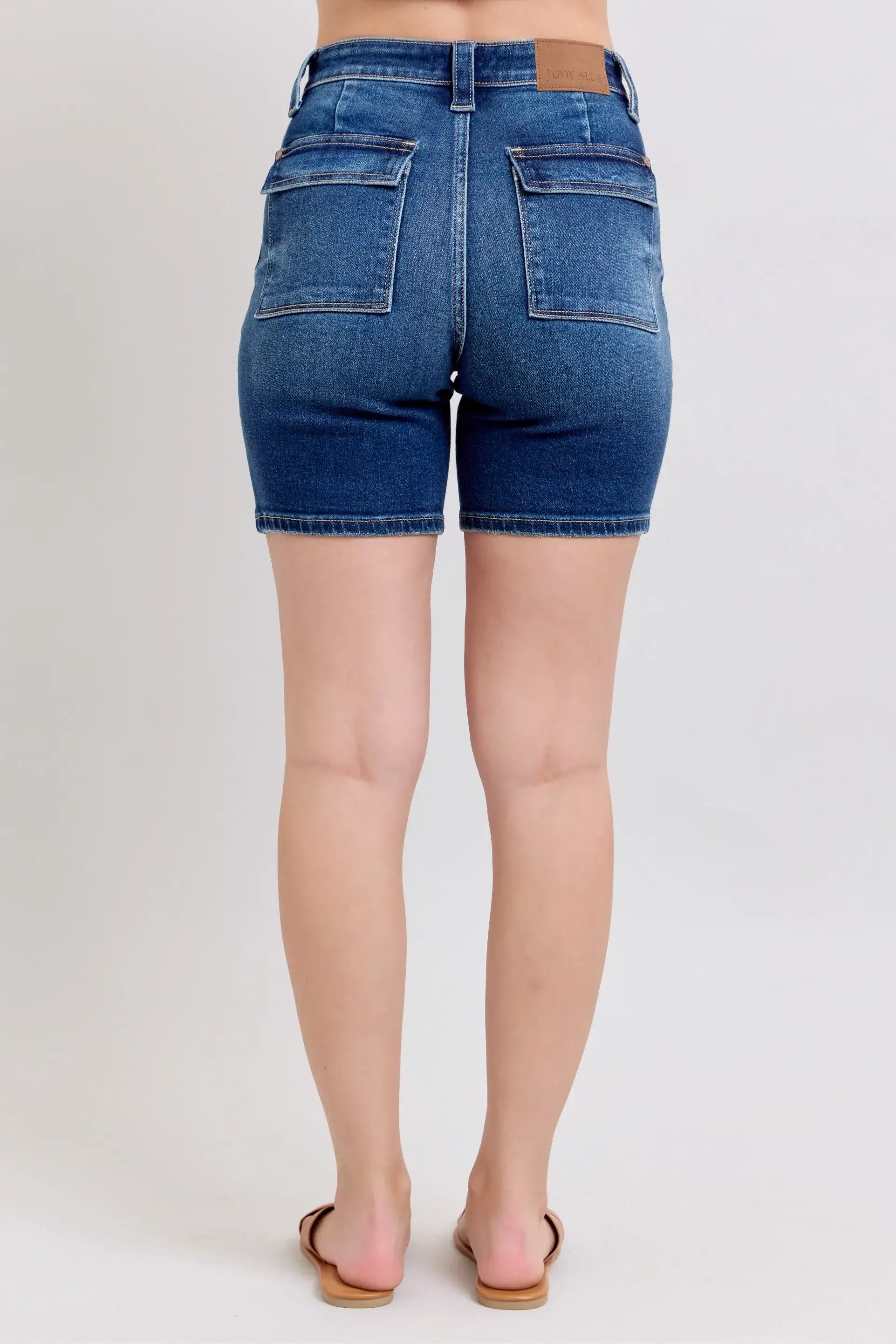 Judy Blue Full Size High Waist Bermudas Jeans W/ Back Flap Pockets Plus Size - Trendsi - Flyclothing LLC