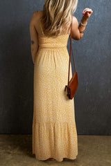 Smocked Printed Square Neck Maxi Cami Dress - Trendsi - Flyclothing LLC