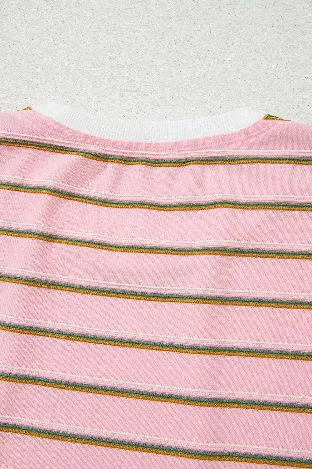 Stripe Wide Short Sleeve Tee and Short Set - Trendsi - Flyclothing LLC