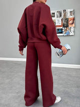Baseball Collar Zip Up Top and Drawstring Paants Set - Trendsi - Flyclothing LLC